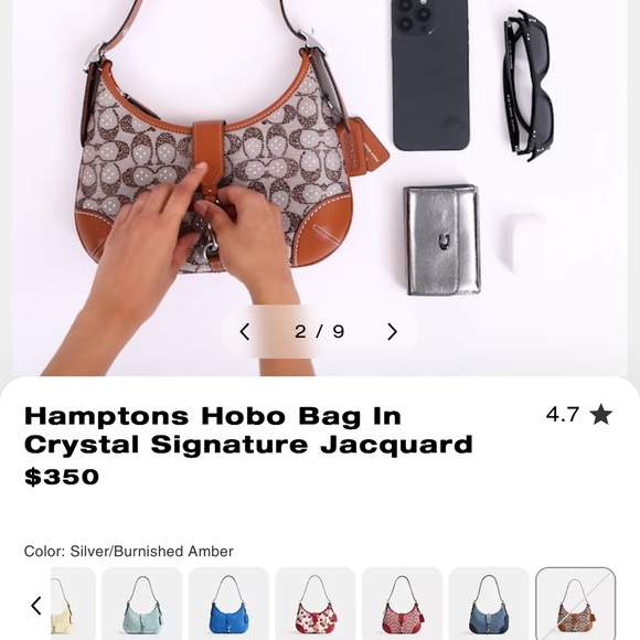 Coach Hamptons Hobo Bag In Crystal Signature Jacquard - Picture 3 of 4